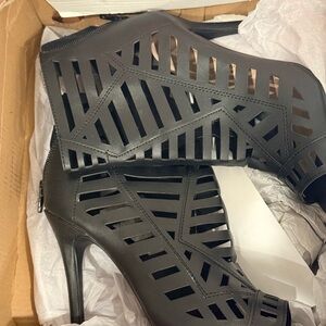 Black Cutout High Heel Ankle Boots